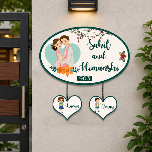 Bungalow Name Plate Design – Family with Lower Tag