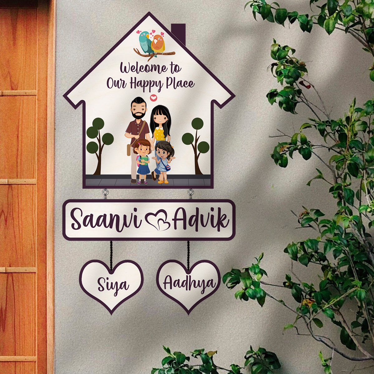 Family Name Plate – House-Shape Silhouette Set