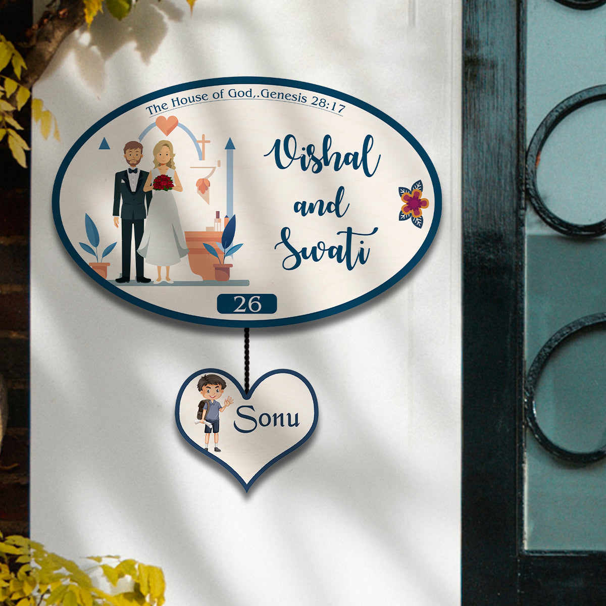 Name Plate for House – Christian Couple with Kid