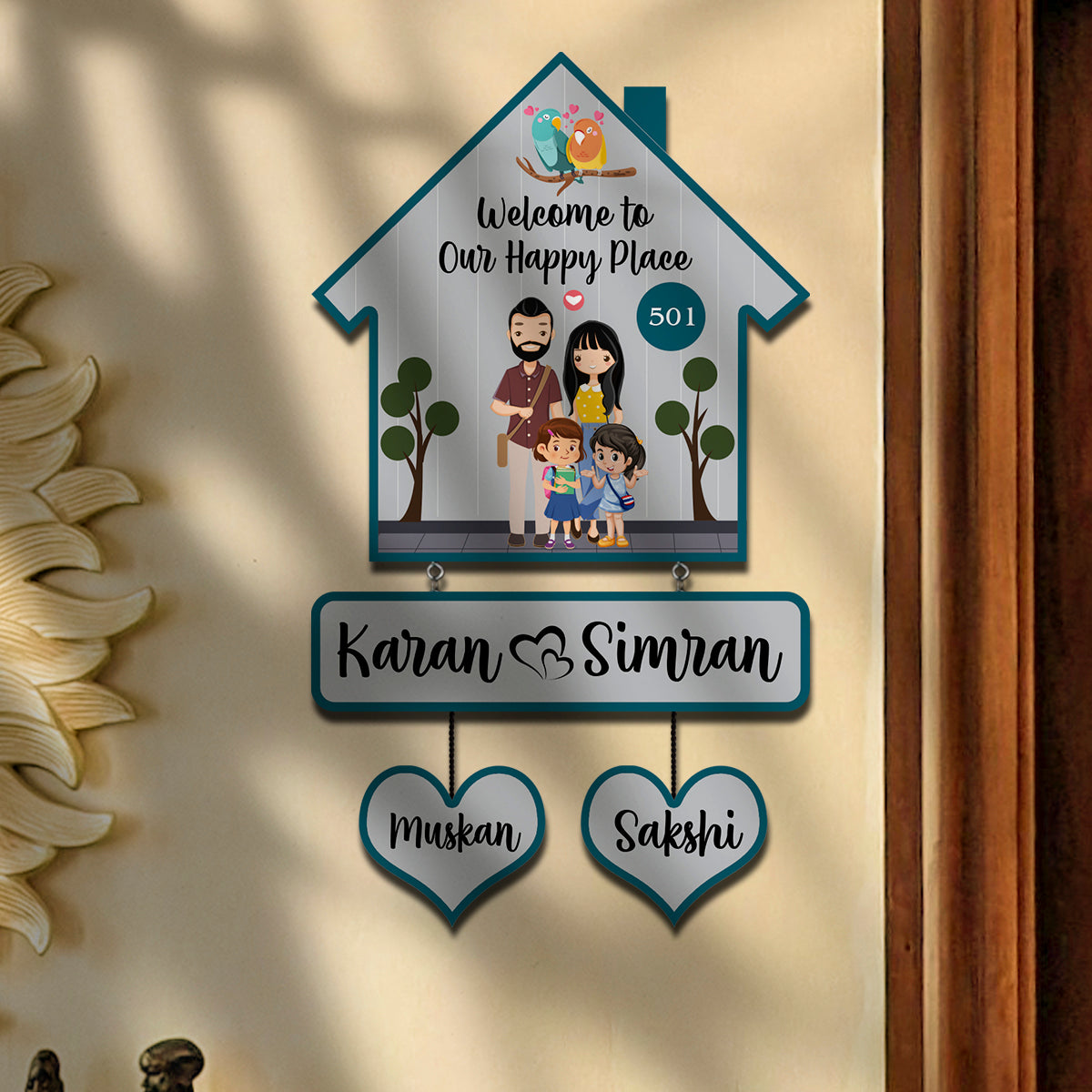 Family Name Plate – House-Shape Silhouette Set