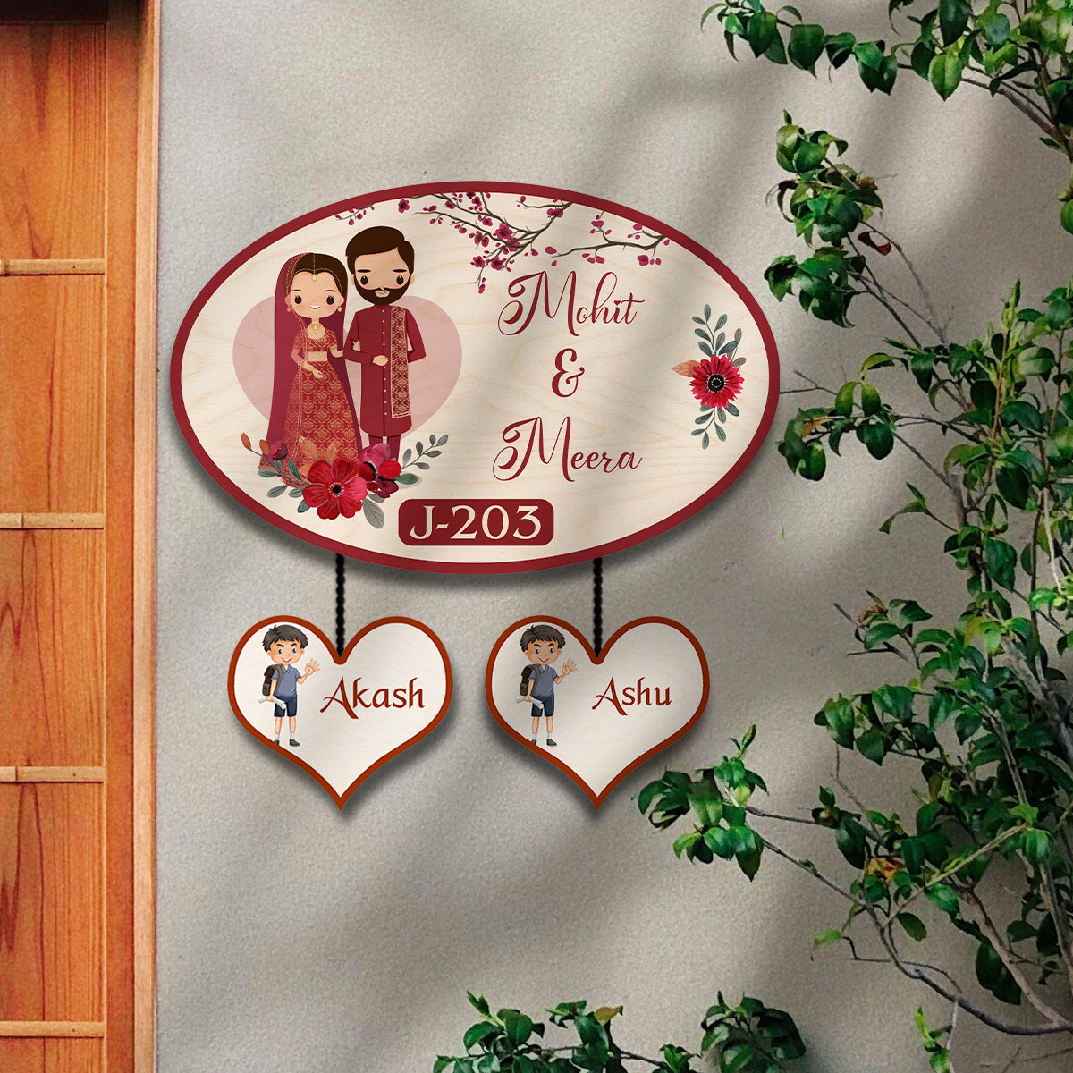 Traditional Oval Dual Couple Name Plate for Entrance