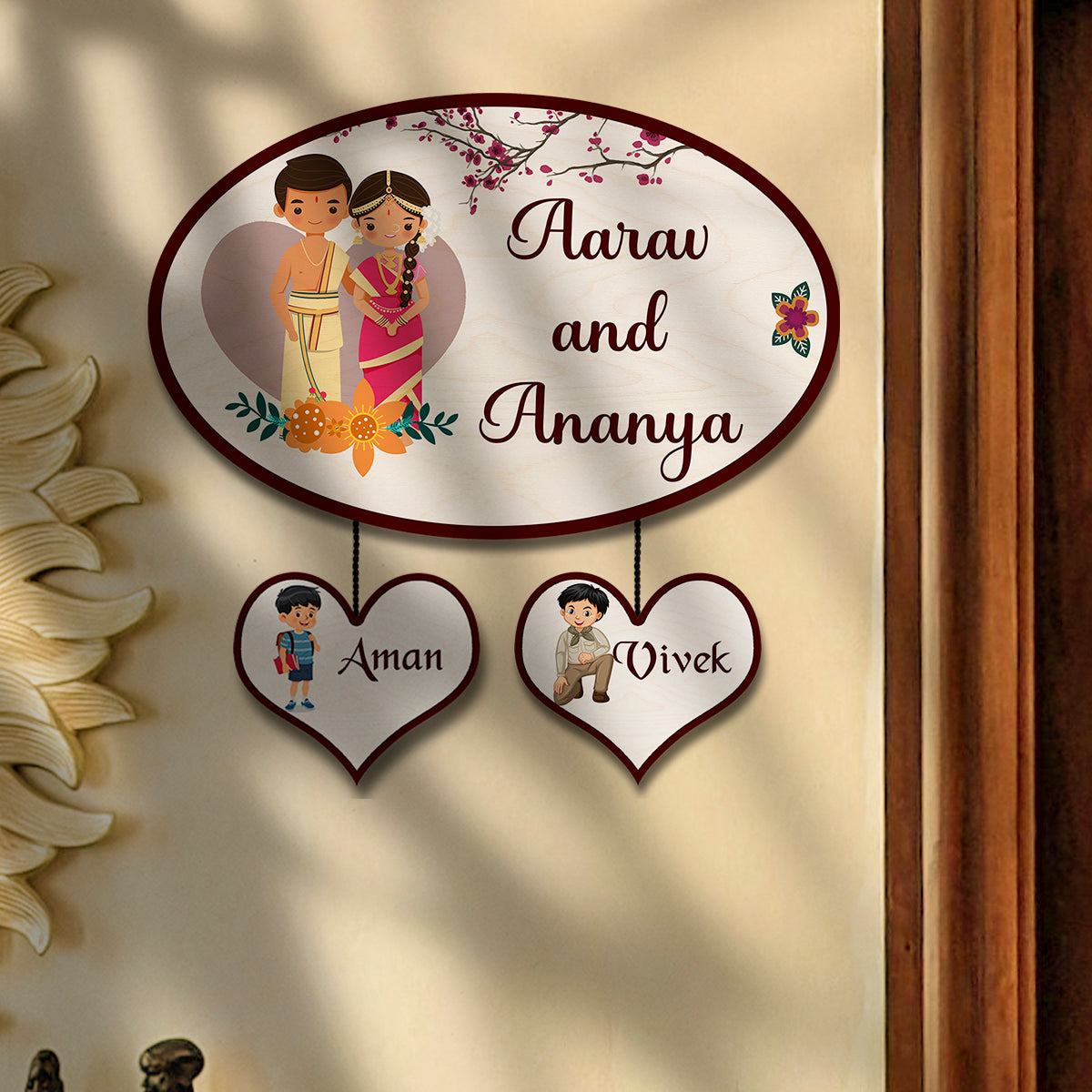 Oval Kannada Name Plate Design for Home Entrance