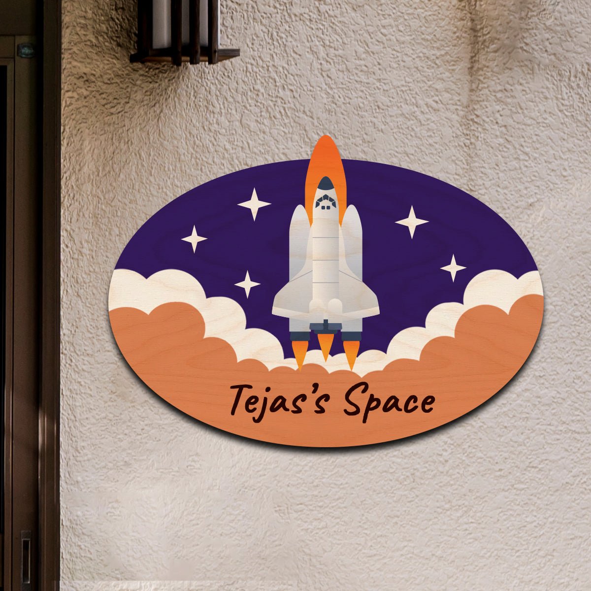 3D Kids Name Plate — Wooden Space Shuttle - Sblossom
