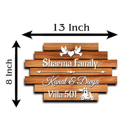 3D Name Plate Design – Dove Plank with White Heart - Sblossom