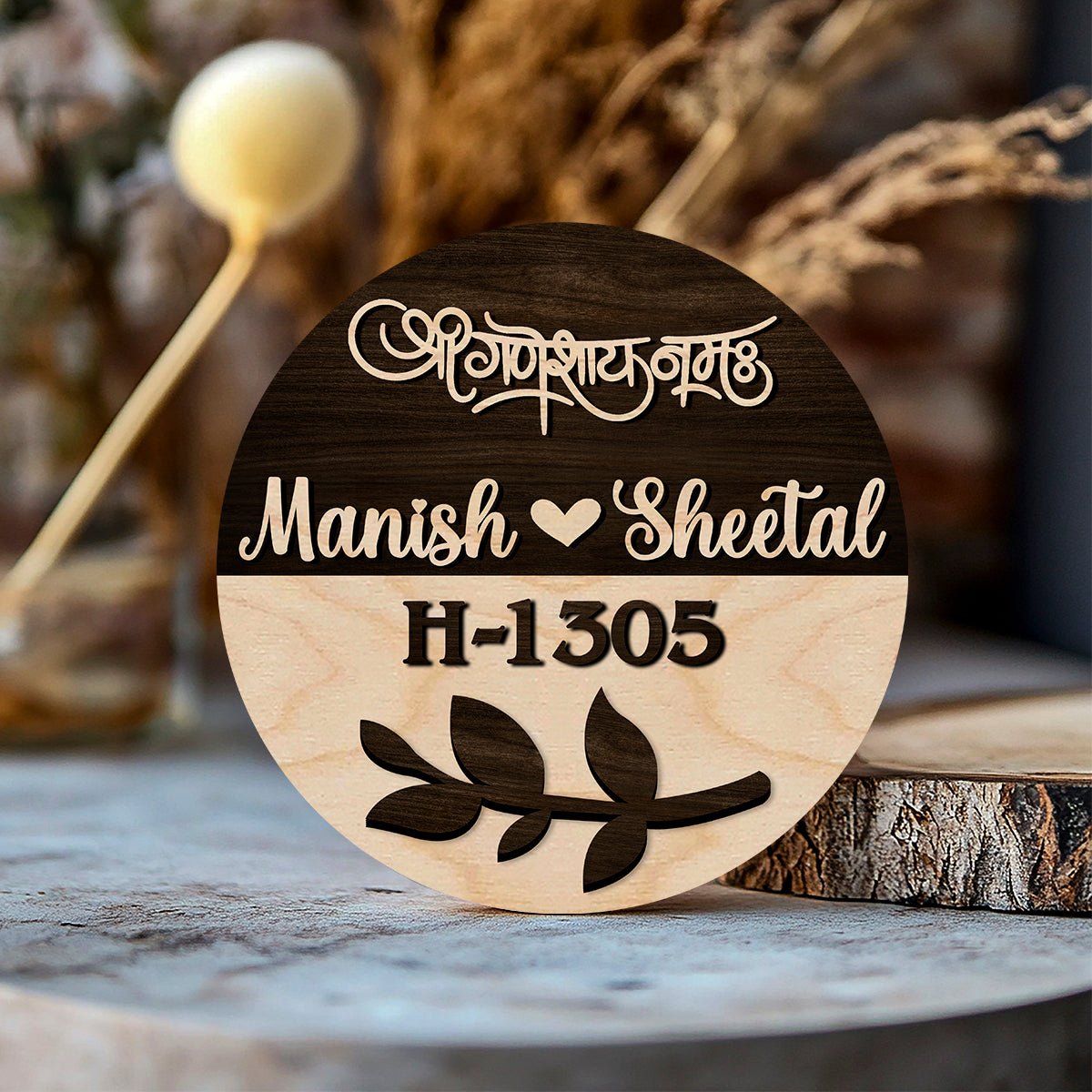 3D Name Plate for House – Two-Tone Couple with Blessing - Sblossom
