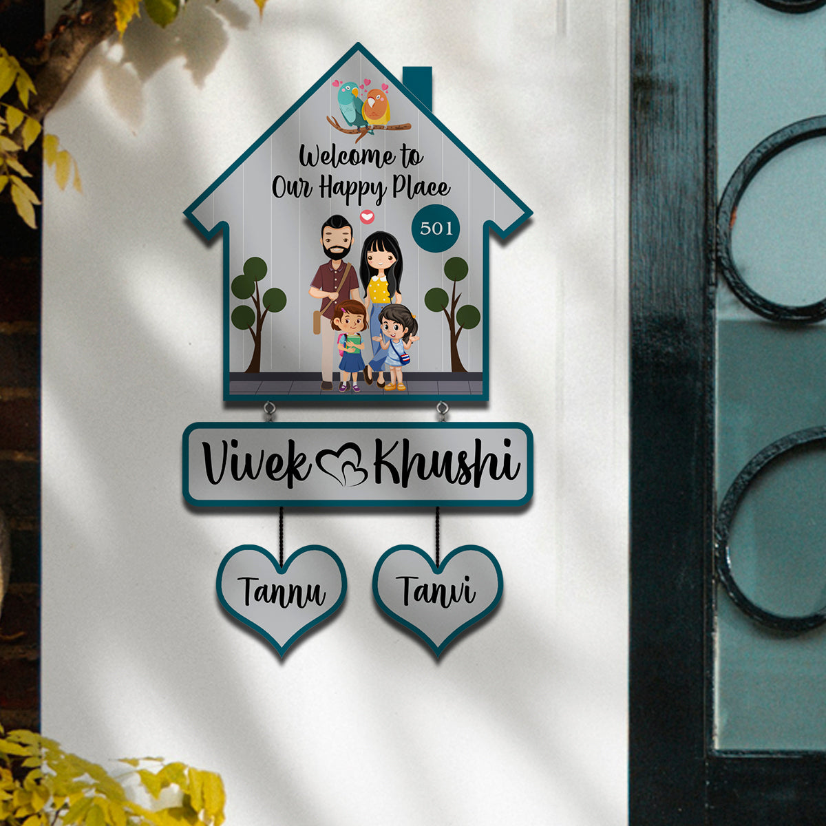 Family Name Plate – House-Shape Silhouette Set