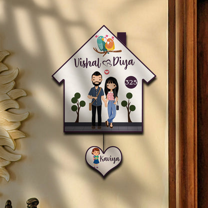 Hanging Name Board – Heart Shape for Home Door