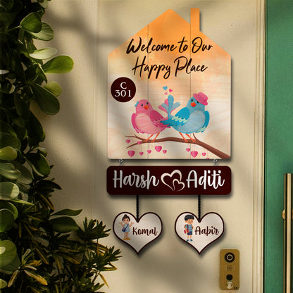 Wall Mounted Hut Shape Kids Name Plate for Home Door