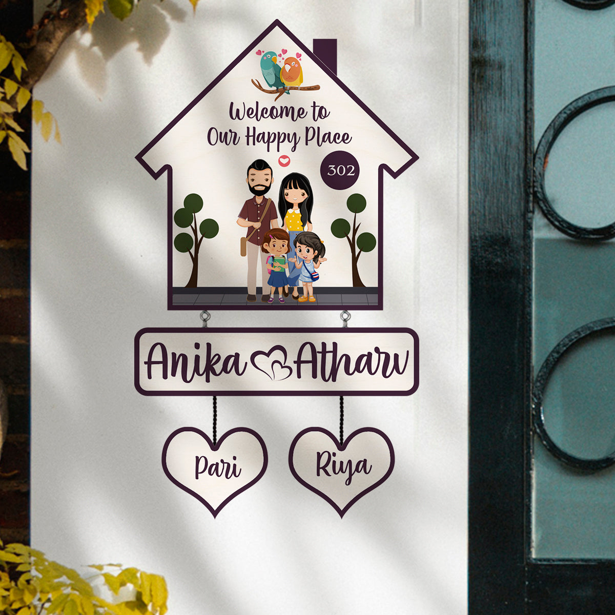 Family Name Plate – House-Shape Silhouette Set