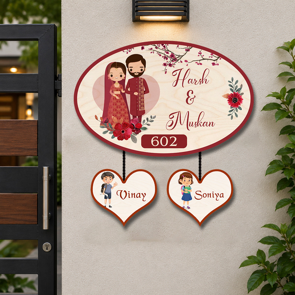 Traditional Oval Dual Couple Name Plate for Entrance