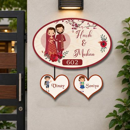 Traditional Oval Dual Couple Name Plate for Entrance