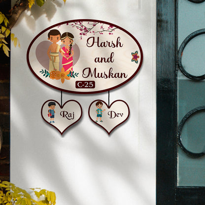 Oval Kannada Name Plate Design for Home Entrance