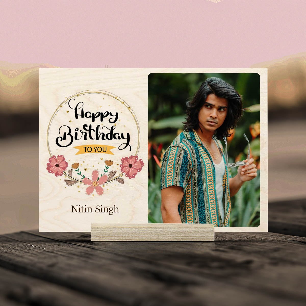 Birthday Wood Print Gift – Photo with Balloon Design