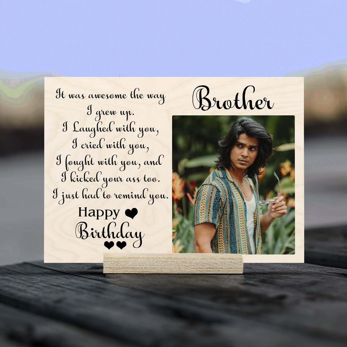Happy Birthday Brother Wood Print – Personalized Photo