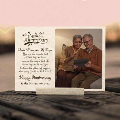 Parents Anniversary Wood Print with Couple Photo and Message