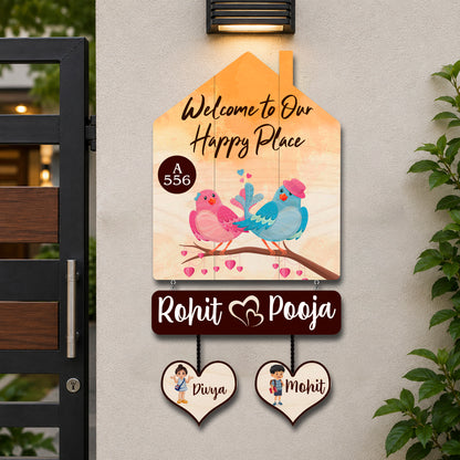 Wall Mounted Hut Shape Kids Name Plate for Home Door