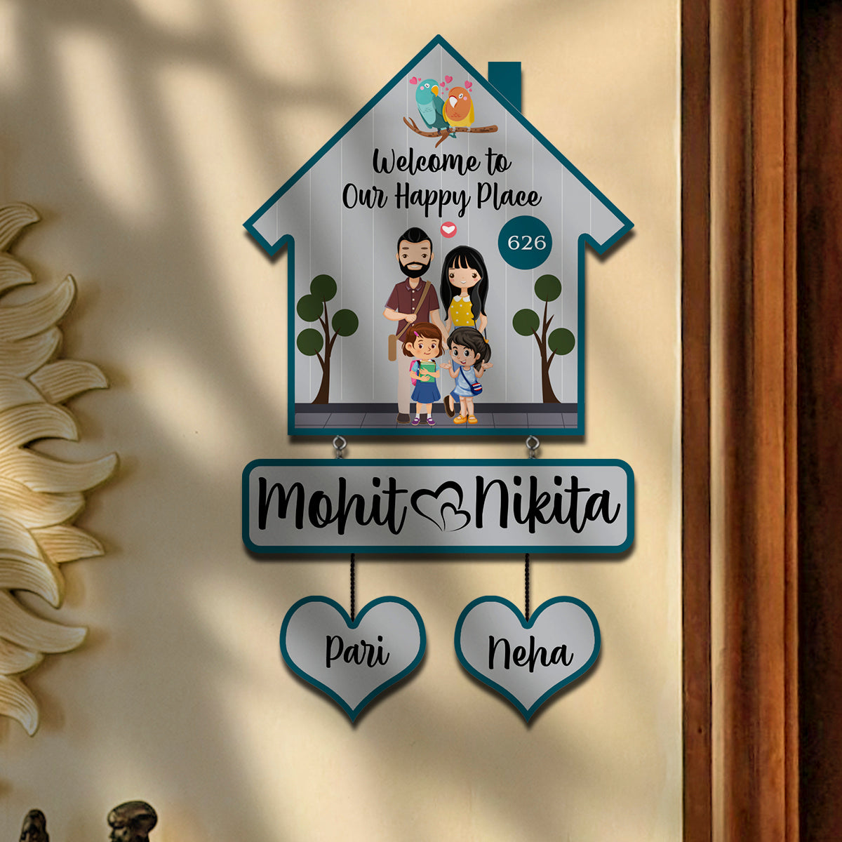 Family Name Plate – House-Shape Silhouette Set