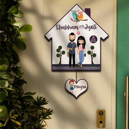 Hanging Name Board – Heart Shape for Home Door