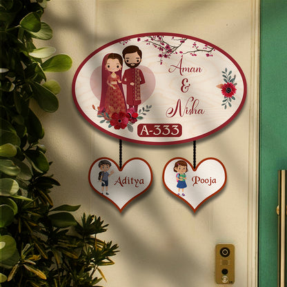 Traditional Oval Dual Couple Name Plate for Entrance