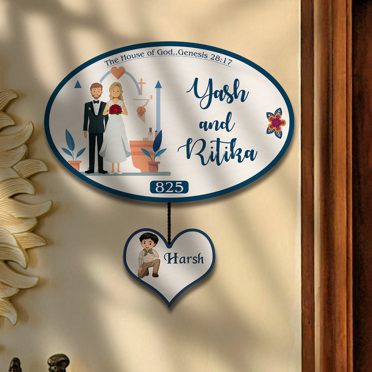 Name Plate for House – Christian Couple with Kid