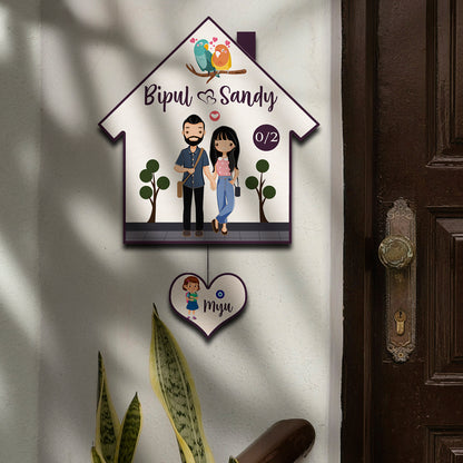 Hanging Name Board – Heart Shape for Home Door