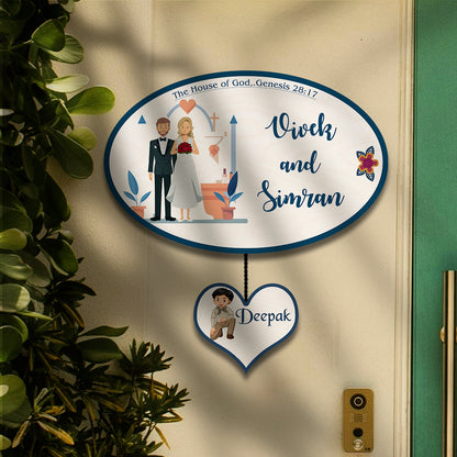 Name Plate for House – Christian Couple with Kid