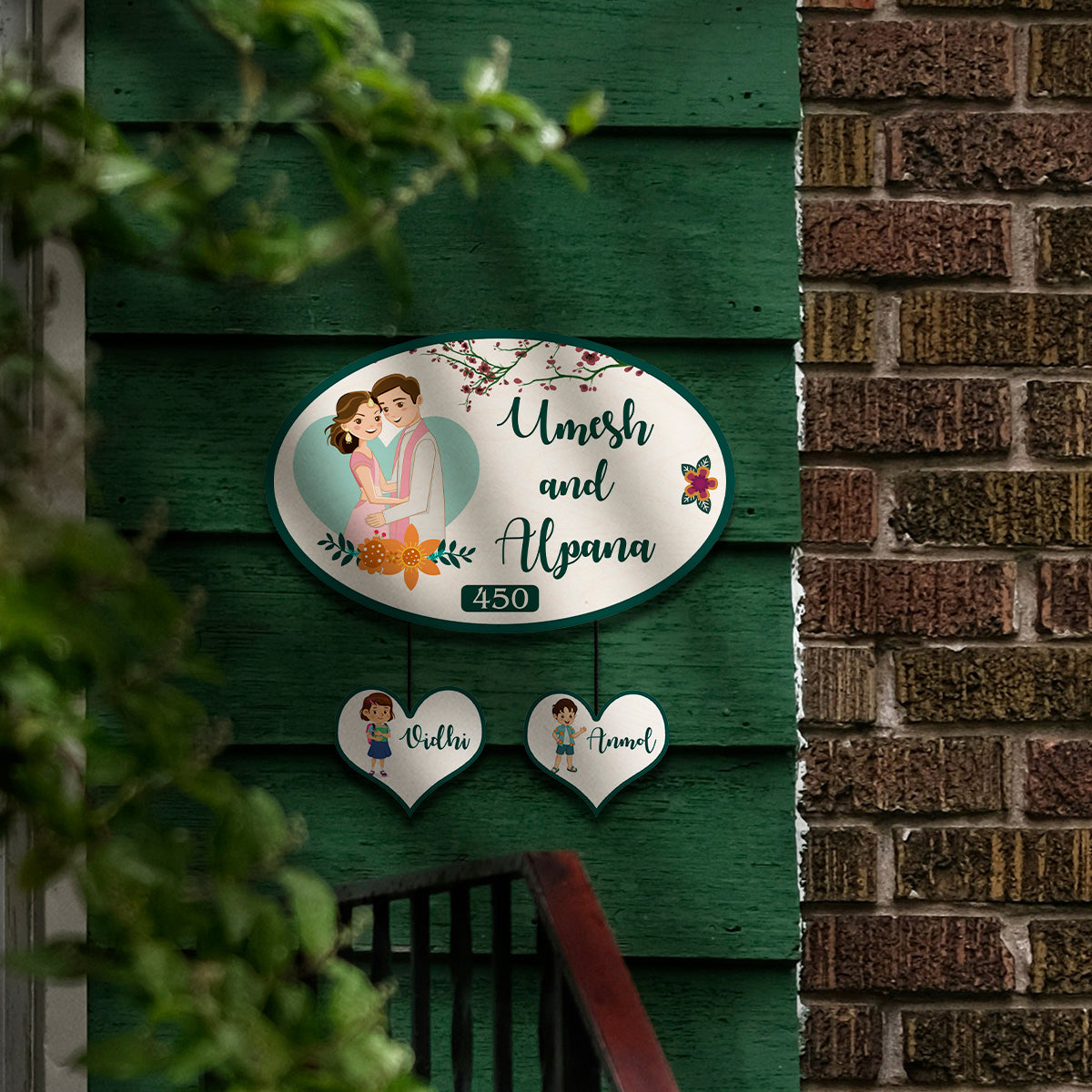 Bungalow Name Plate Design – Family with Lower Tag