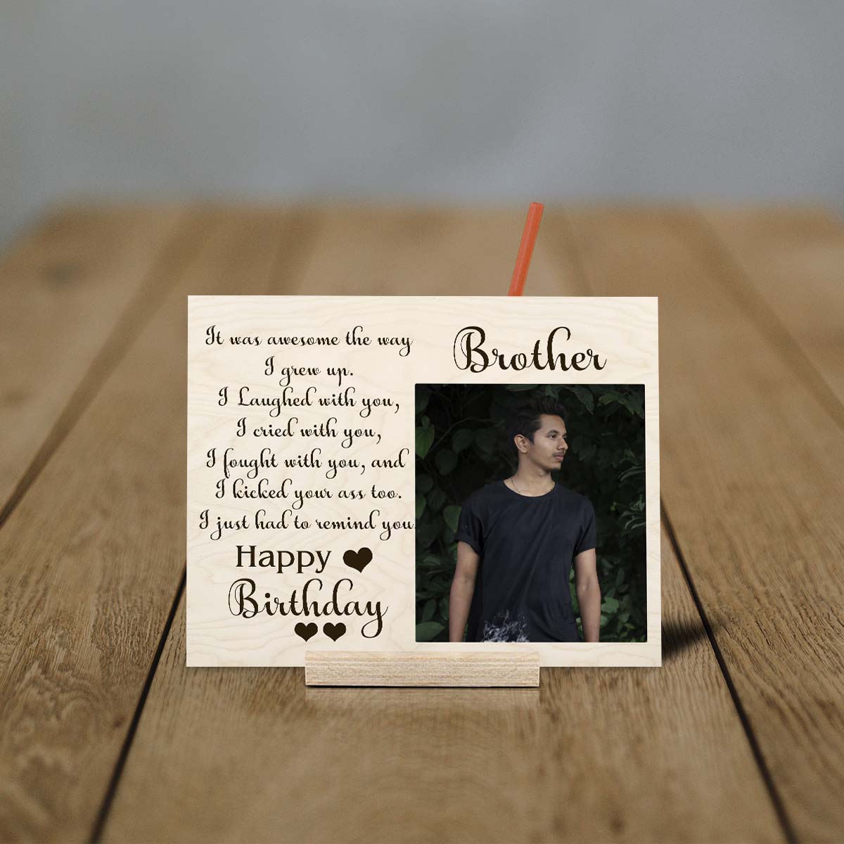 Happy Birthday Brother Wood Print – Personalized Photo
