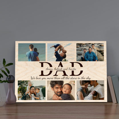 Dad Photo Print in Wood – Personalized Picture Collage