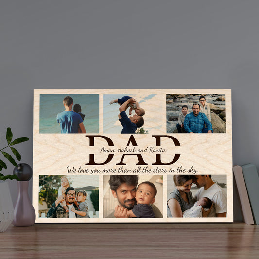 Dad Photo Print in Wood – Personalized Picture Collage