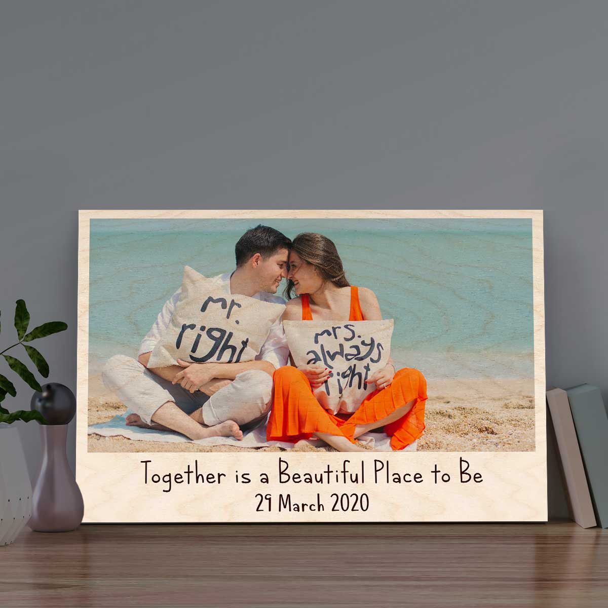 Couple Love Photo Frame in Wood – Together Theme