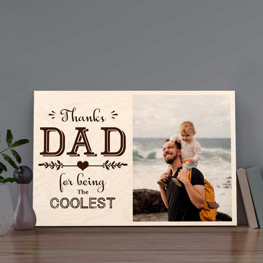 Coolest Dad Wood Print – Personalized Photo for Father