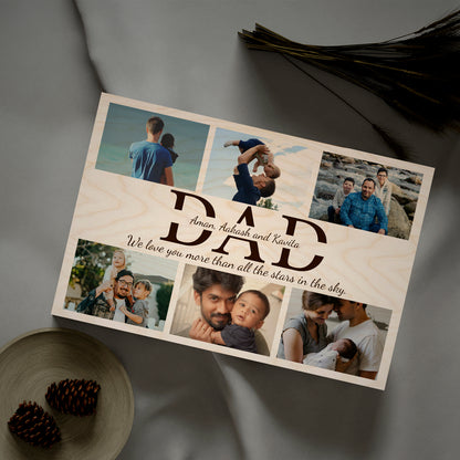 Dad Photo Print in Wood – Personalized Picture Collage