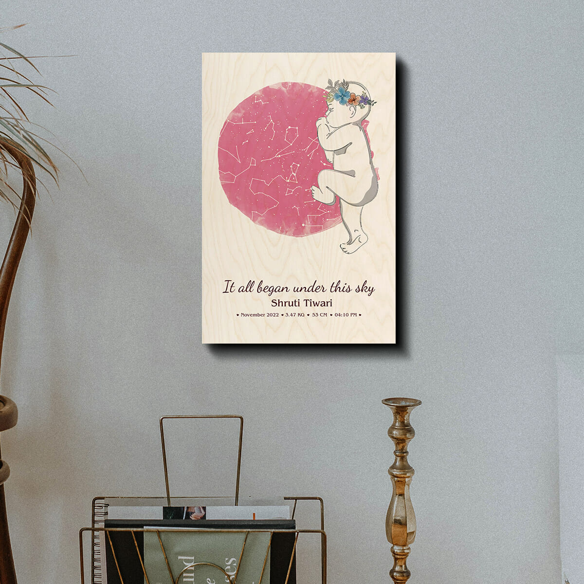 Newborn Star Sky Map Print – Birth Night Constellations