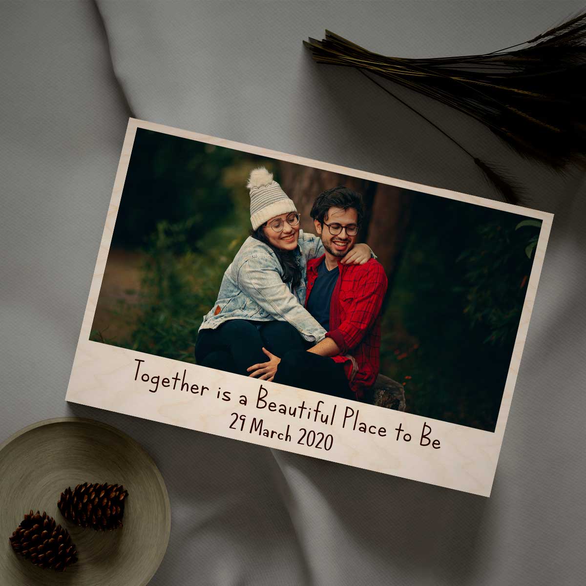 Couple Love Photo Frame in Wood – Together Theme