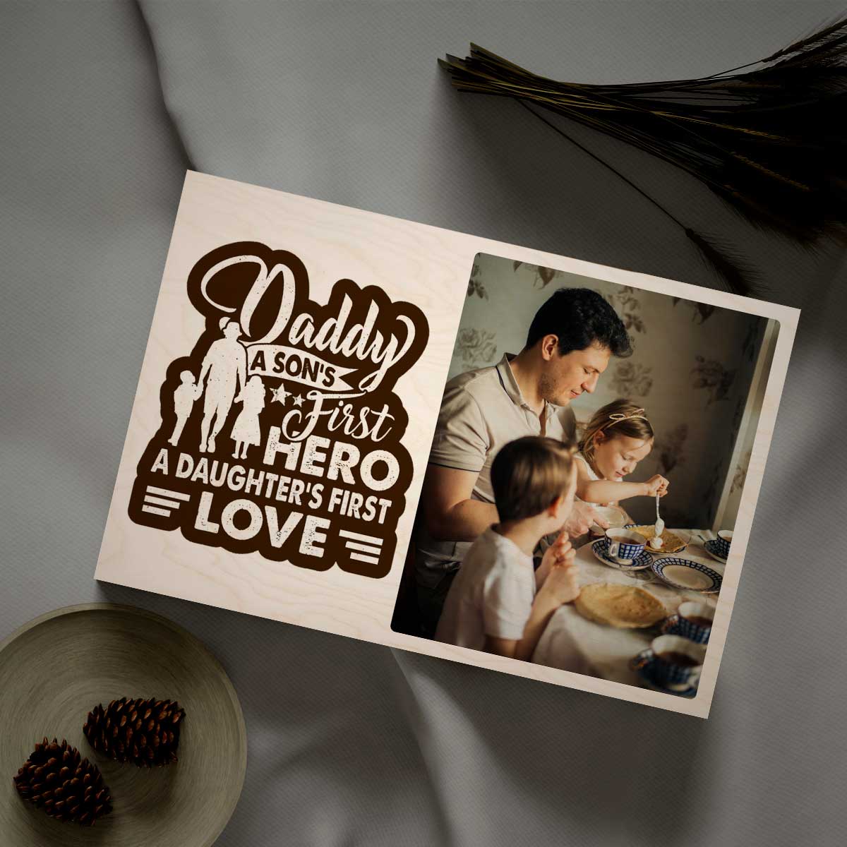 Dad First Hero Wood Print – Personalized Photo for Father