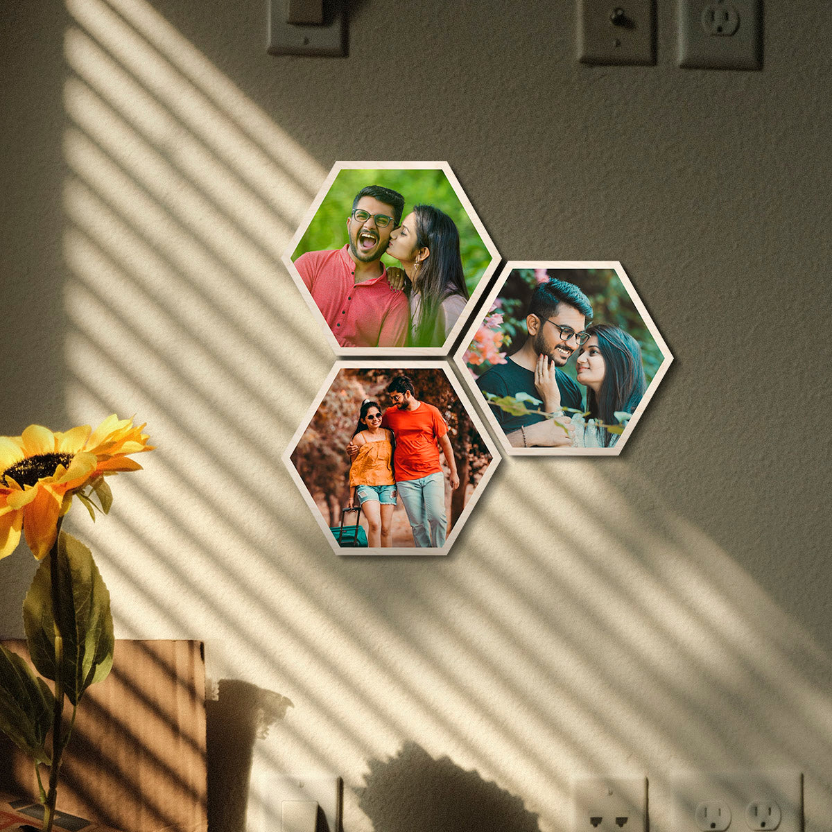 Hexagon Photo Wall Art Set – Personalized Set of 3