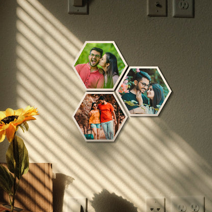 Hexagon Photo Wall Art Set – Personalized Set of 3