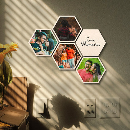 Hexagon Photo Wall Collage – Personalized Set of 5