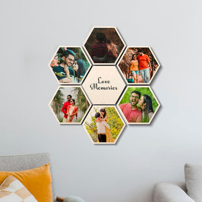 Hexagon Wood Print Set of 7 – Personalized Photo Collage