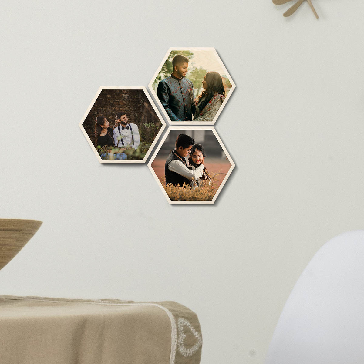 Hexagon Photo Wall Art Set – Personalized Set of 3