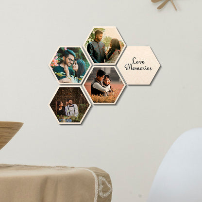 Hexagon Photo Wall Collage – Personalized Set of 5