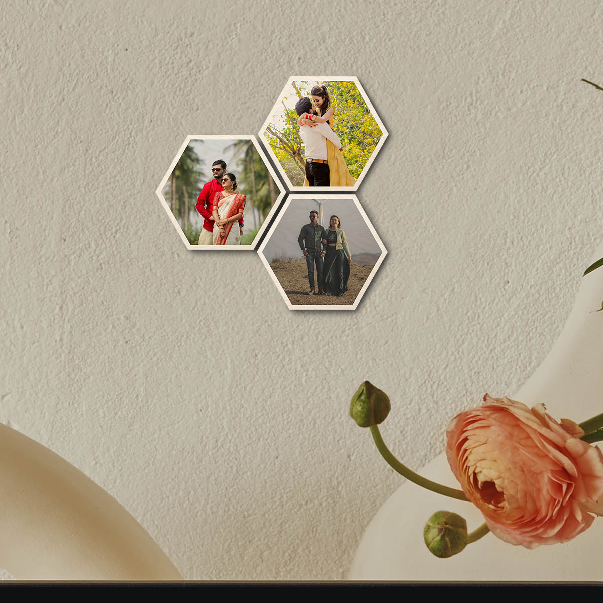 Hexagon Photo Wall Art Set – Personalized Set of 3
