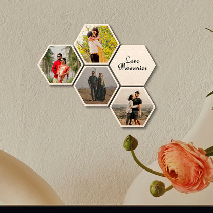 Hexagon Photo Wall Collage – Personalized Set of 5