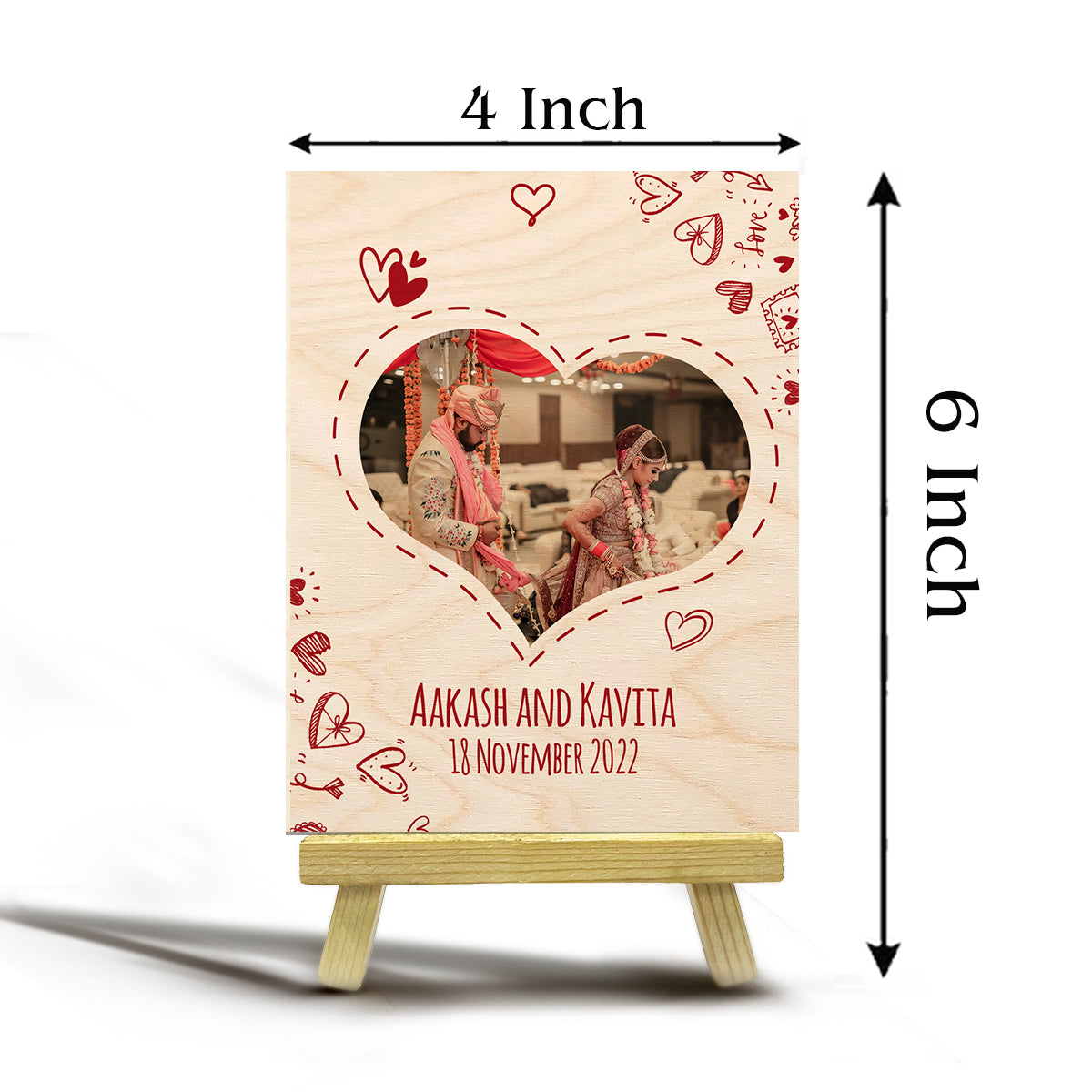 Mr and Mrs Wood Photo Print with Personalized Couple Stand
