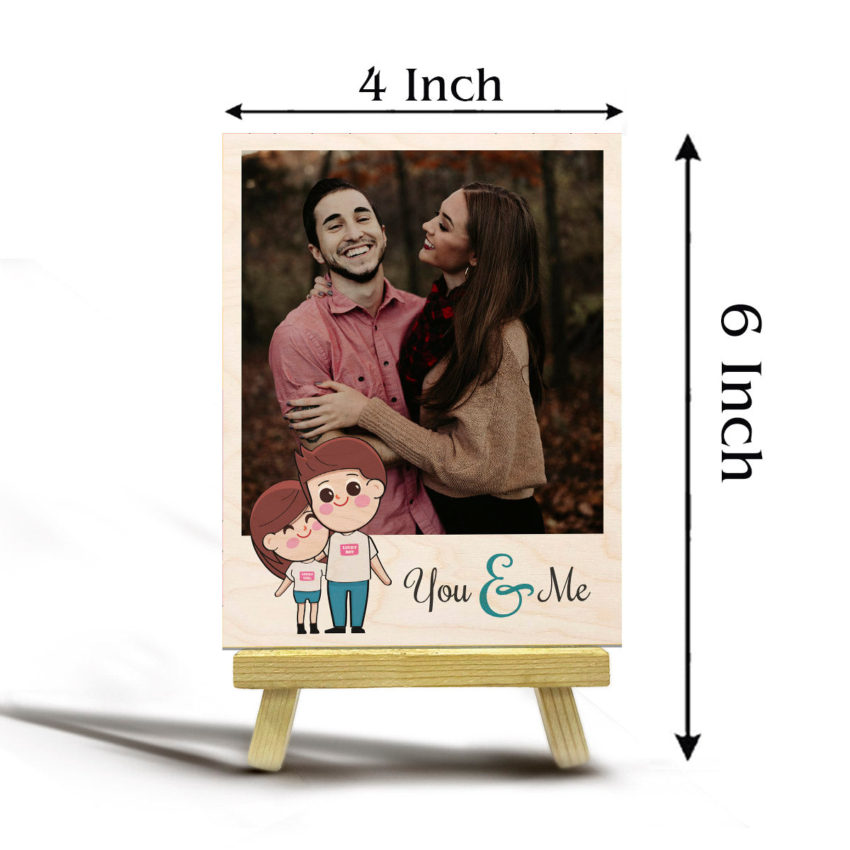 Miniature Photo with Stand in Wood and Personalized Picture