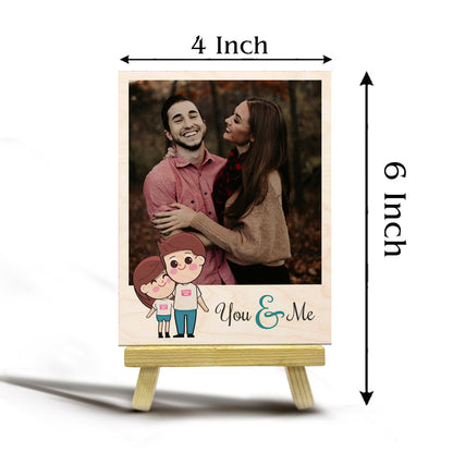 Miniature Photo with Stand in Wood and Personalized Picture