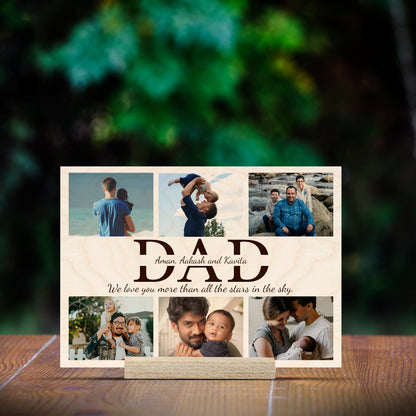 Dad Photo Print in Wood – Personalized Picture Collage