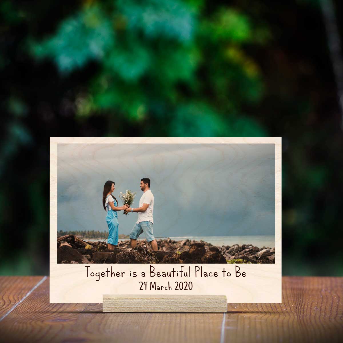 Couple Love Photo Frame in Wood – Together Theme