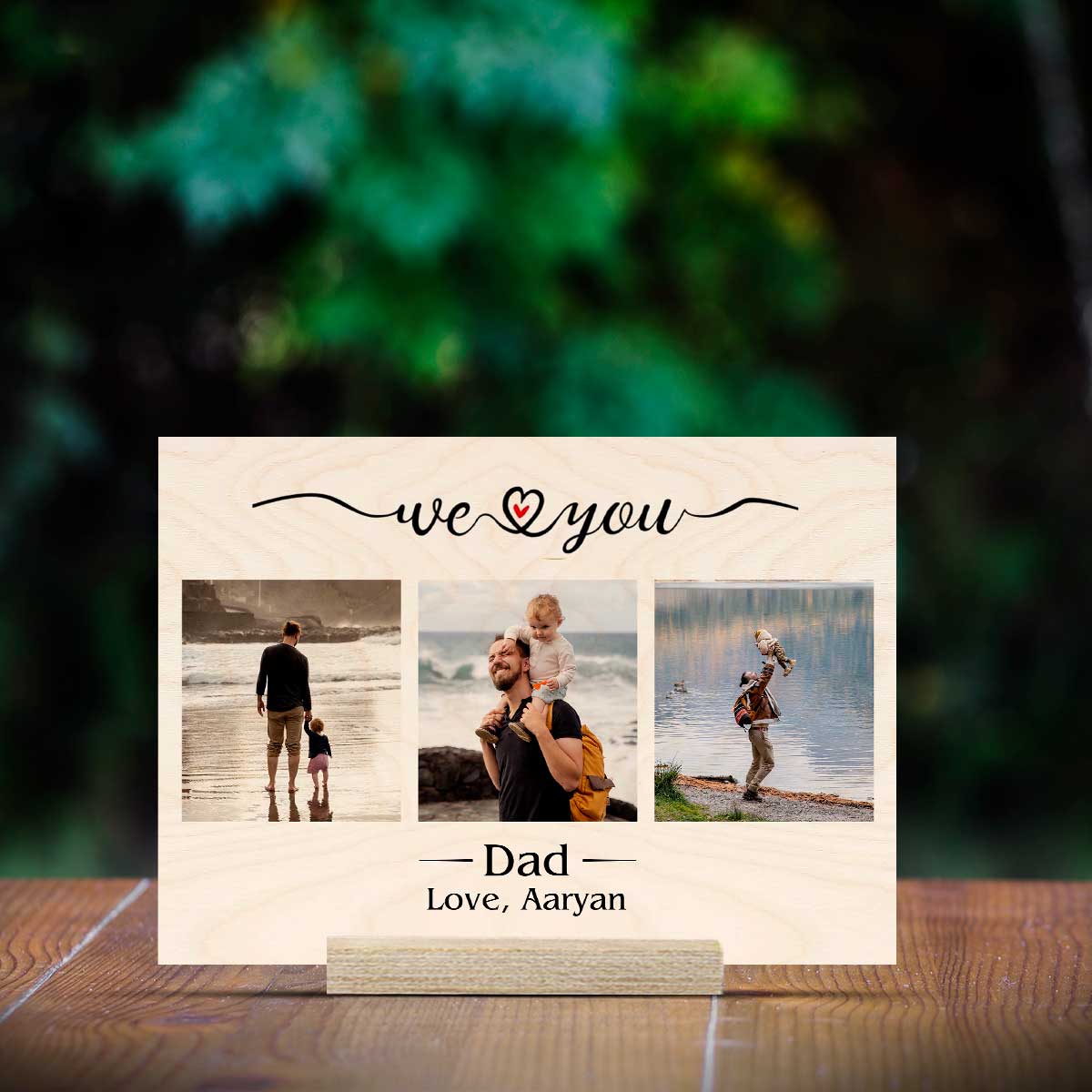 Father Son Photo Frame – We Love You Dad on Wood